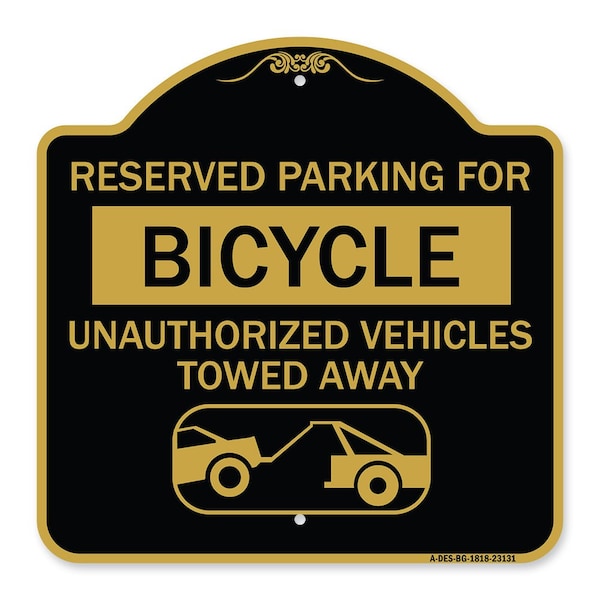 Reserved Parking for Bicycle Unauthorized Vehicles Towed Away With Tow Away Graphic, BG-1818-23131